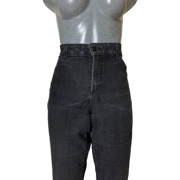 NYDJ Womens Jeans Tag 16 Black Straight Leg High-Rise W34L30 Stretch Embellished - Picture 4 of 11